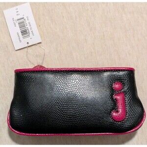 Vintage Villager Liz Claiborne Love To Give Letter j  Black Cosmetic Pouch NWT